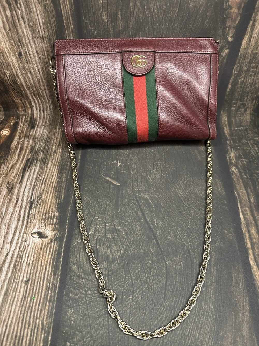GUCCI Ophidia GG Small Chain-strap Shoulder bag Calfskin, Burgundy